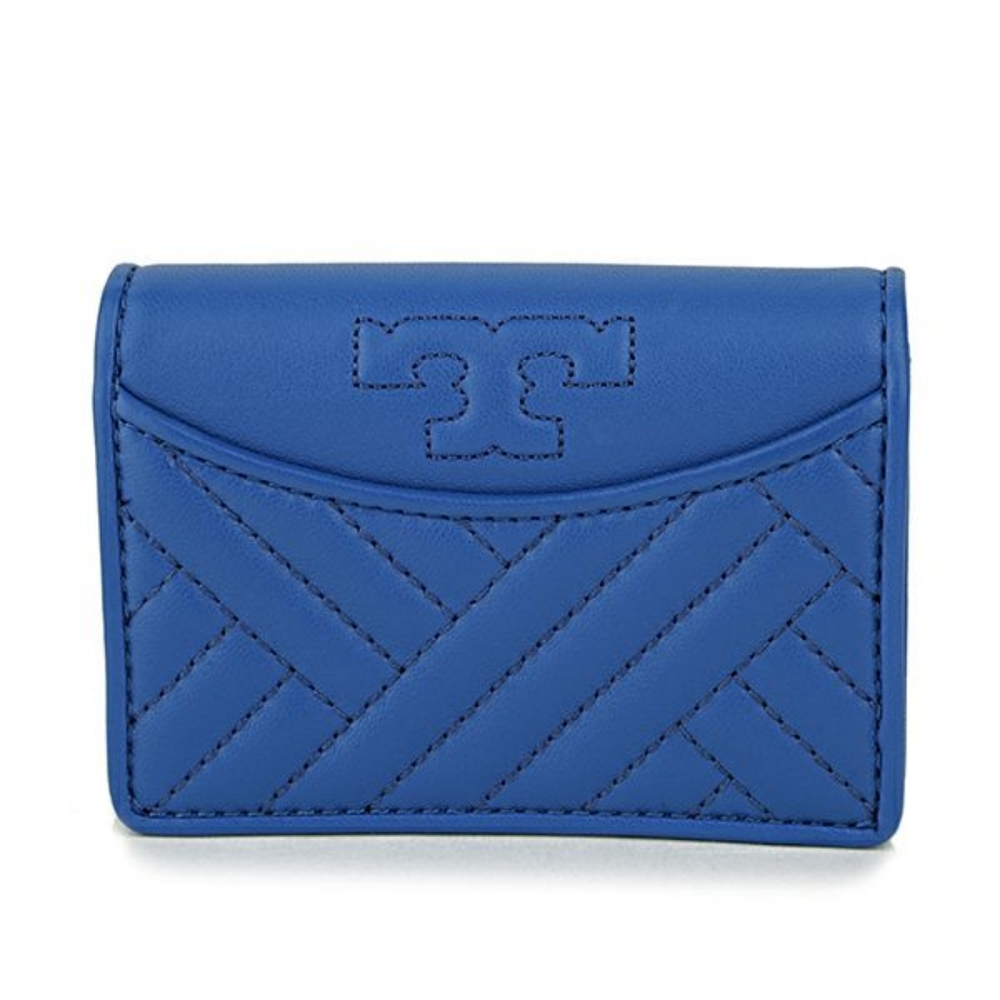 Tory Burch ALEXA FOLDABLE MINI WALLET Regal Blue 50648 New